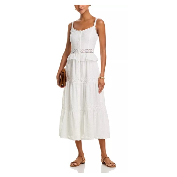 Aqua Tiered Midi Dress – Size M – White – NWT - Picture 1 of 6